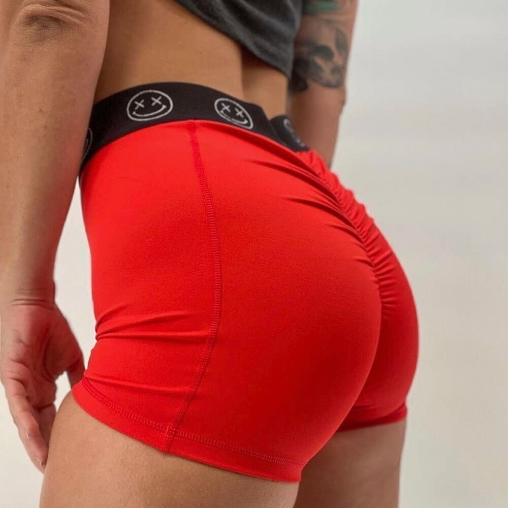 Salty Savage Happy Thoughts wetsuit shorts size small red black scrunch butt exc
